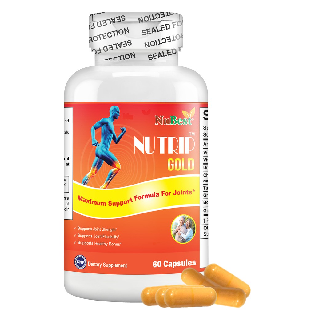 [Combo 2 tặng 1] Thực Phẩm Bảo Vệ Sức Khoẻ Hỗ Trợ Xương Khớp Mỹ NuTrip Gold 60 Viên/ Hộp tặng TPBVSK NuBest Plus Hộp 60