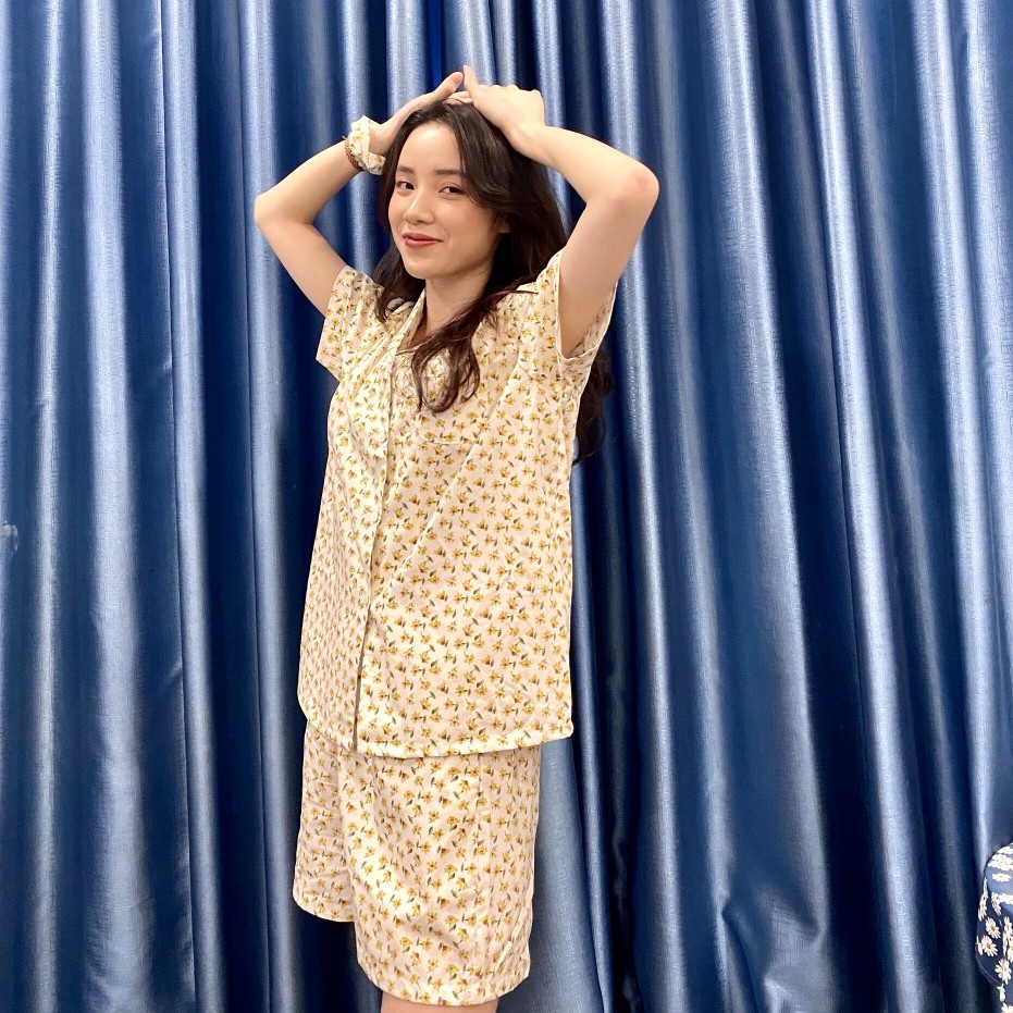 [XẢ KHO] Bộ Ngủ Pyjama - Bộ Mặc Nhà Họa tiết Hoa Nhí Vàng Siêu Hot