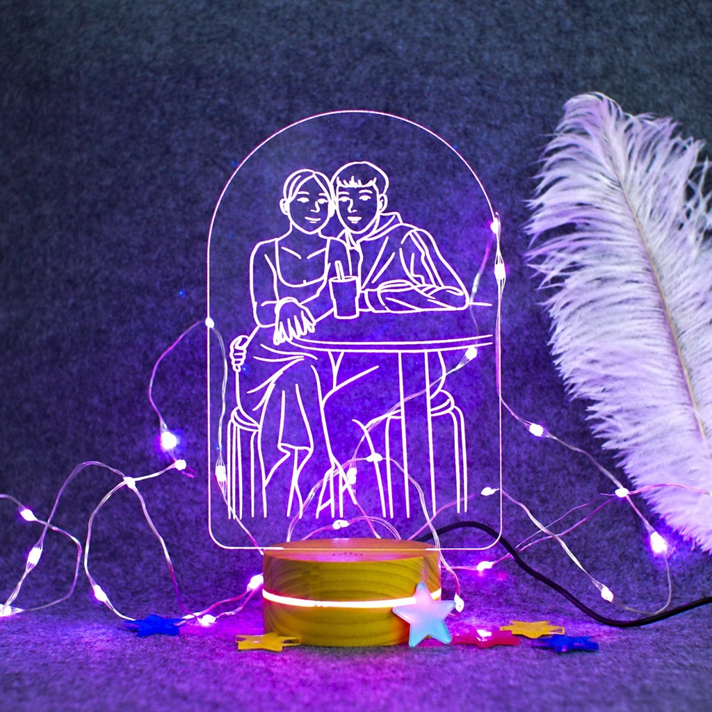 Đèn Khắc Hình Theo Yêu Cầu, Đèn Ngủ Led 3D Trang Trí Decor Phòng 16 màu có điều khiển