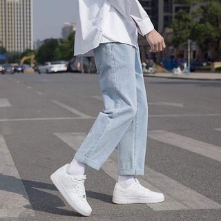 Quần Jean Nam Trơn Co Dãn Không Phai màu Hot Teen-Thoitrangtre2022-Quần bò nam quần baggy ống rộng dáng suông mới nhất