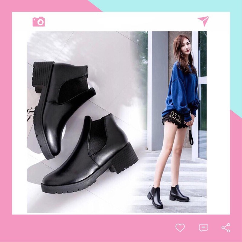 Boot Da Nữ Cổ Chun (Trơn) Đế 5 Phân Siêu Đẹp BT1