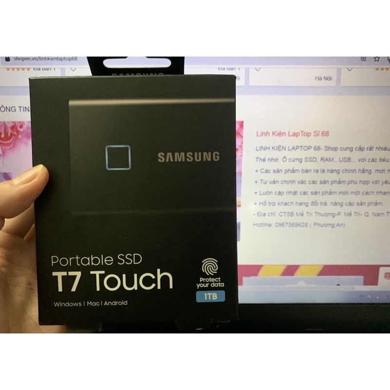 Ổ Cứng Di Động 500GB/1TB External SSD Samsung T7 Touch USB 3.2 Gen 2 MU-PC500 MU-PC1T0 - Bản Vân Tay