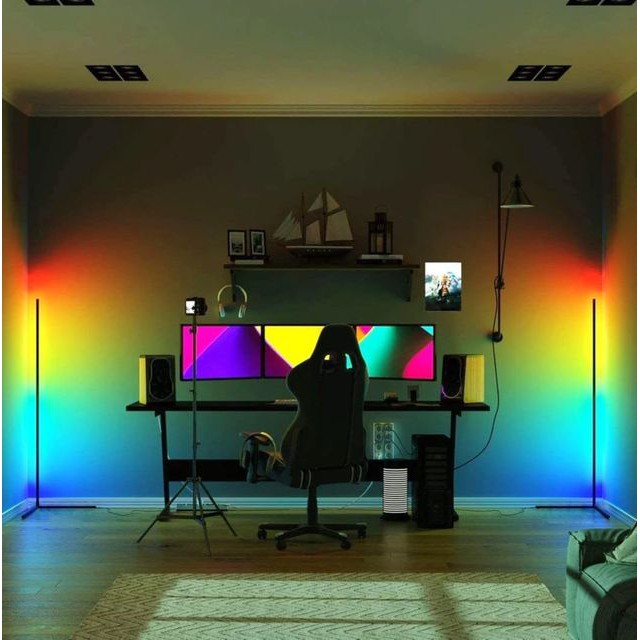 Đèn Led đứng góc tường RGB, khiển qua App, cảm ứng nhạc, trang trí phòng khách, phòng ngủ, phòng game