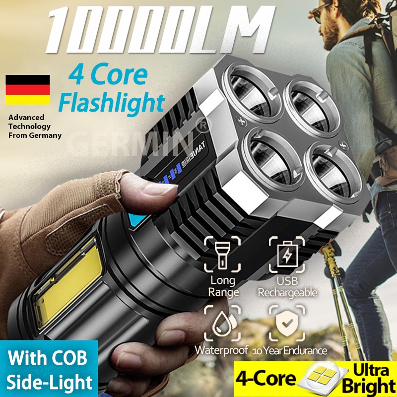 Đèn Pin led cob 4 Nấc Đa Năng Siêu Sáng Có Thể Sạc Lại Tiện Dụng