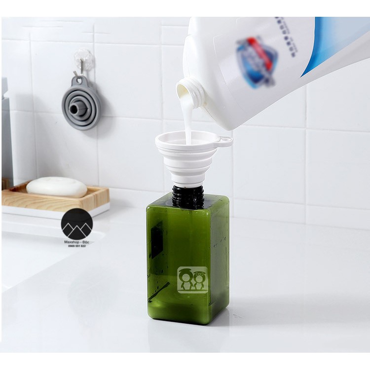 Phễu gấp gọn silicon cao cấp, phễu 2 màu trắng và xám