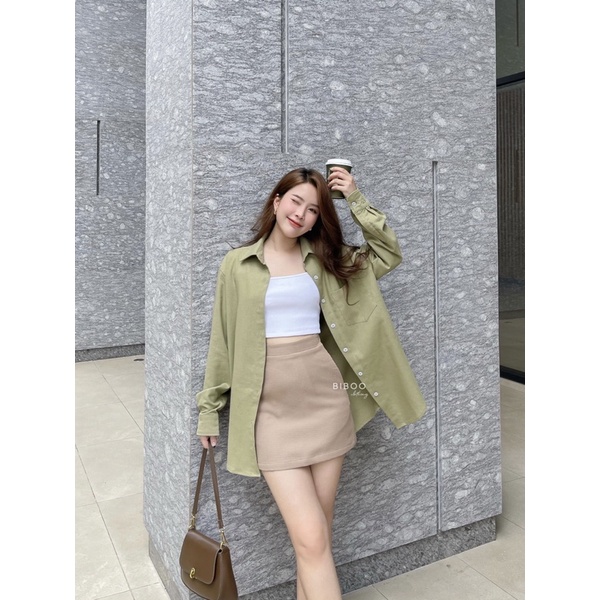 BIBOO - Áo sơmi tay dài có túi chất liệu linen dày dặn, thấm hút mồ hôi LINEN SHIRT