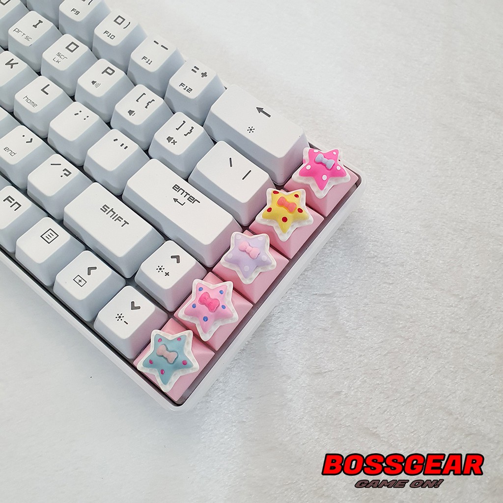 Keycap Lẻ hình ngôi sao nơ cực đẹp và dễ thương ( keycap resin độc lạ )( Keycap Artisan )