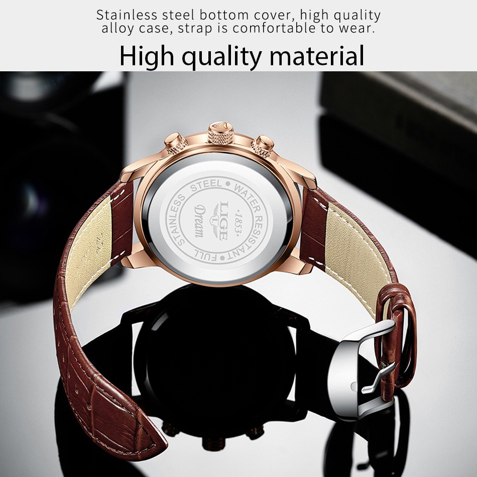 LIGE Đồng Hồ Quartz Chống Thấm Nước, Kiểu Dáng Thời Trang Cho Nam | BigBuy360 - bigbuy360.vn