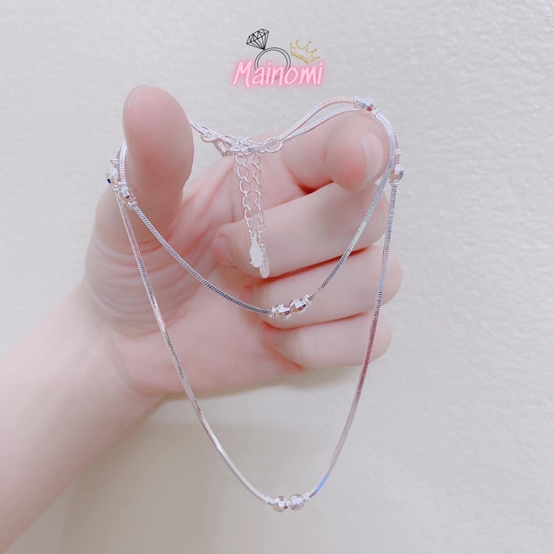 Lắc tay lắc chân dạng dây mì nhuyễn mix bi bạc xinh xắn Mainomi Shop Bạc Xinh
