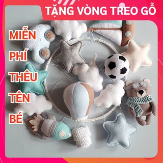 [MIỄN PHÍ THÊU TÊN BÉ] Đồ chơi treo nôi cũi cho bé kích thích thị giác Coco Kids, tự xoay và phát nhạc GẤU QUÀNG KHĂN 2