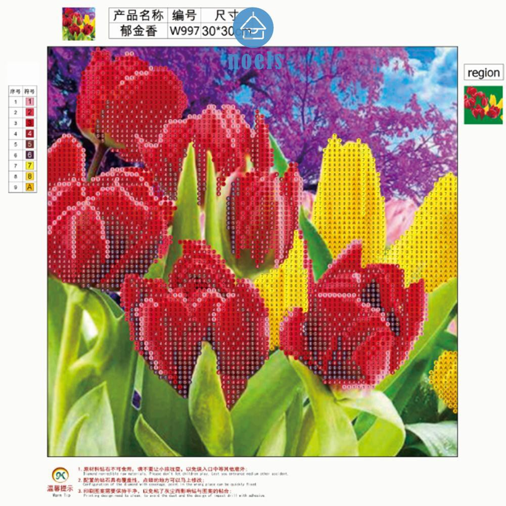 Tranh Thêu Trang Trí Thủ Công 5d Hoa Tulip (Mũi Thêu Hình X)