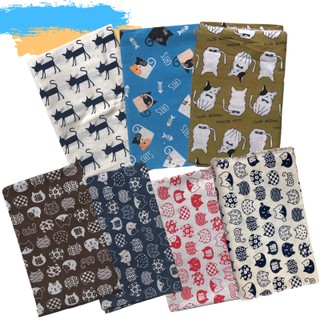 1mVải Canvas, Vải Thô Bố Họa Tiết Mèo Nhật Bản  Dễ Thương Dùng Làm Phông Nền Chụp Ảnh, May Quần Áo, Ga Gối, Rèm
