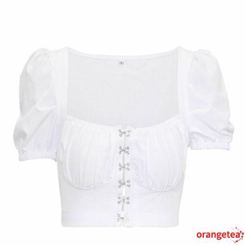 Áo Croptop Tay Ngắn Phối Bèo Thiết Kế Đơn Giản Cho Nữ