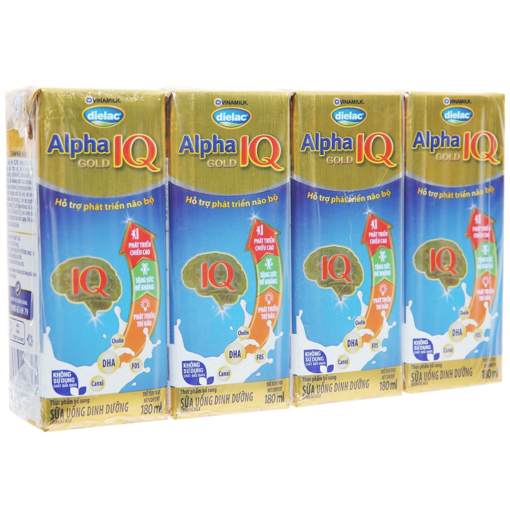 Lốc 4 hộp sữa uống dinh dưỡng Dielac Alpha Gold IQ 180ml