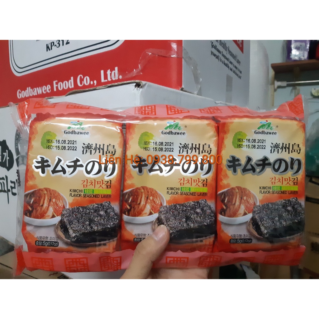 Rong biển vị Kimchi Godbawee 15g (lốc 3 gói)