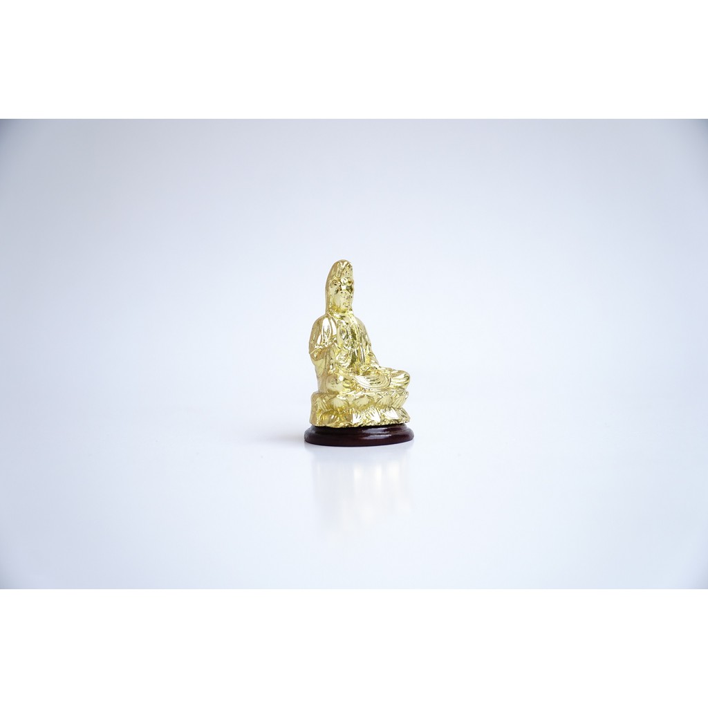 Tượng Phật Bà Quan Thế Âm Bồ Tát ngồi xi mạ vàng - Cao 6cm