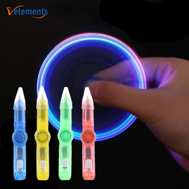 Bút Bi Xoay Có Đèn LED Nhiều Màu Dùng Pin Cho Học Sinh