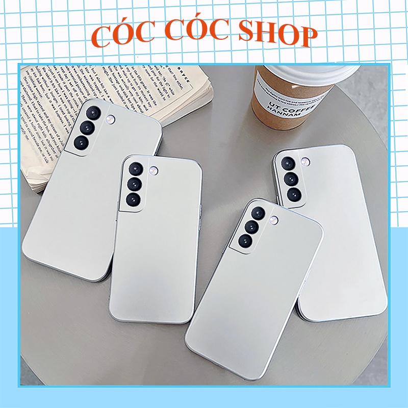 Ốp lưng SAMSUNG S21 Ultra S21 Plus S21 S20 Ultra S20 Plus S20FE S20 cạnh vuông mạ bạc kim loại sáng bóng, bảo vệ camera