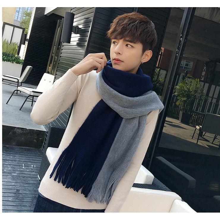 Khăn choàng cổ vải cashmere dày giữ ấm màu sắc thời trang thu đông phong cách Hàn Quốc trang nhã cho nữ