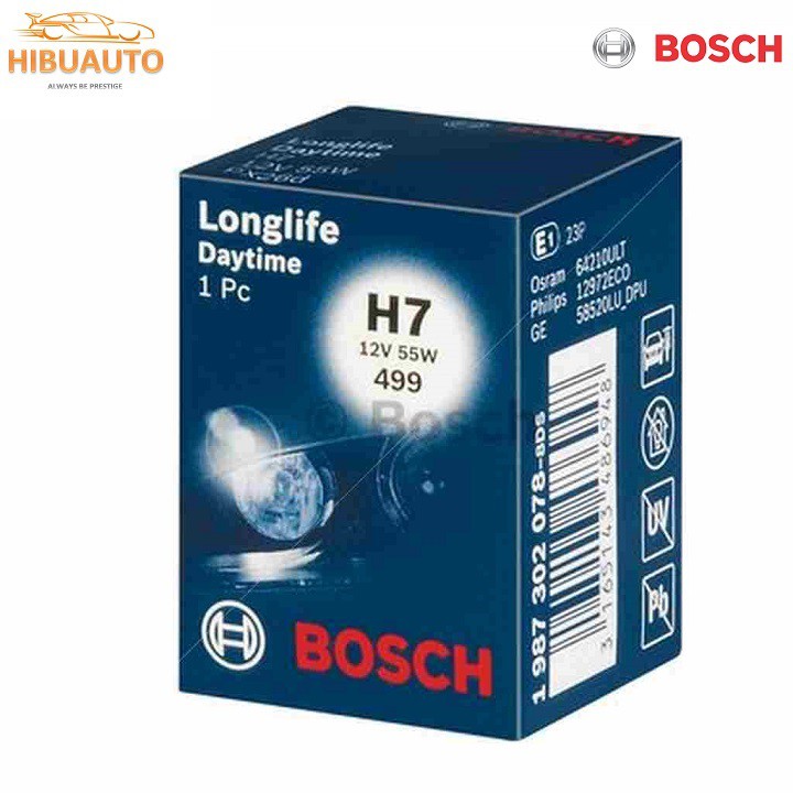 { NHẬP KHẨU } Bộ 2 Bóng Đèn Chiếu Sáng Halogen BOSCH H7 12V 55W HIBUAUTO