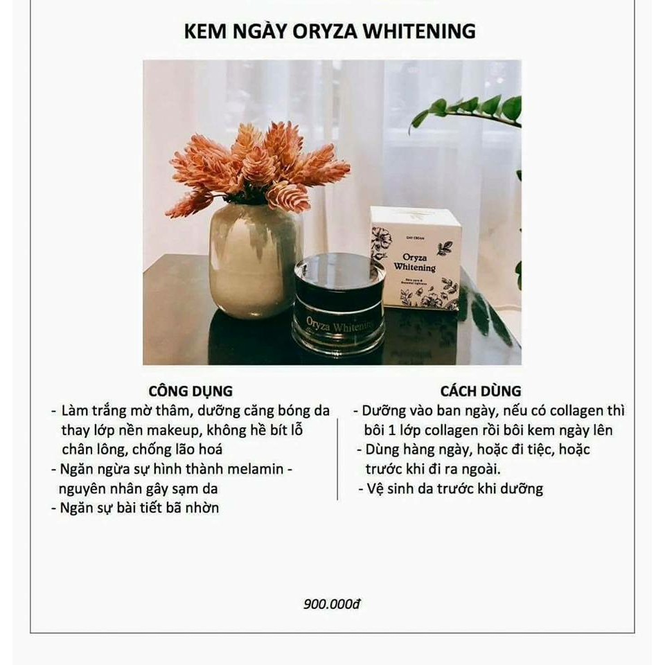 KEM ORYZA WHITENING - DƯỠNG SAU TÁI TẠO DA