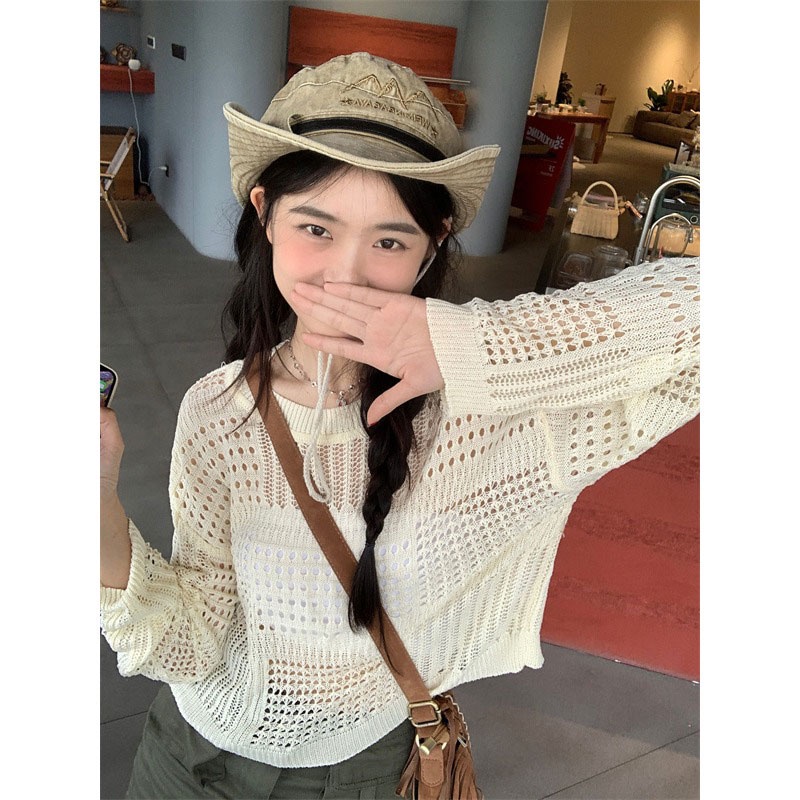 Áo Len Lưới Tay Dài Chống Nắng Thời Trang Cho Nữ