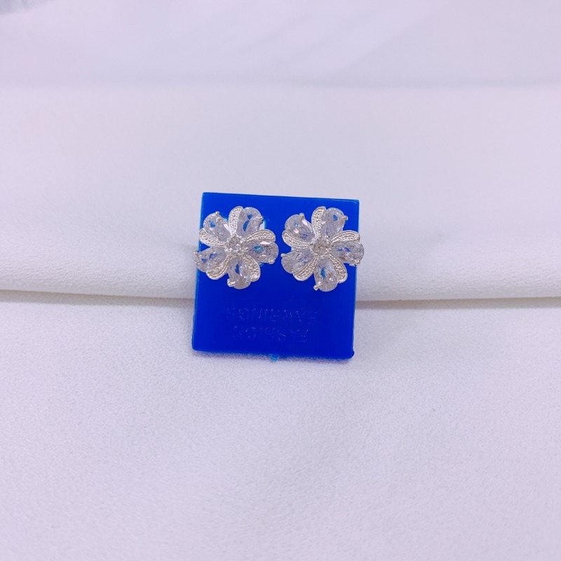 Bông tai hoa 5 cánh hàng đẹp LINH'S MIU SILVER Bông tai bạc ta