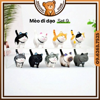 Bé mèo mô hình đáng yêu đi dạo(Set 9) | Tiểu cảnh mèo Terrarium để bàn mini