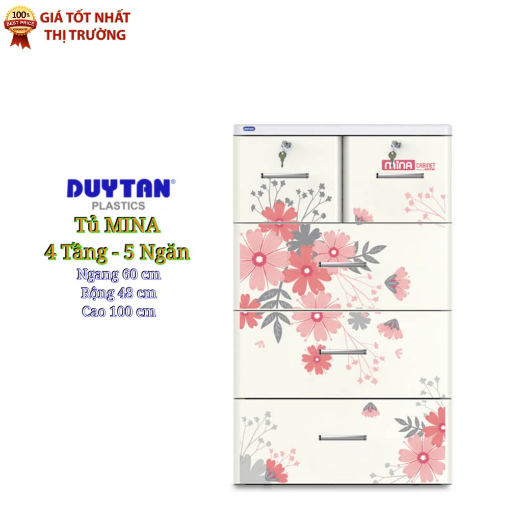 Tủ Nhựa Duy Tân MINA 4 Tầng-5 Ngăn - Xám Cúc