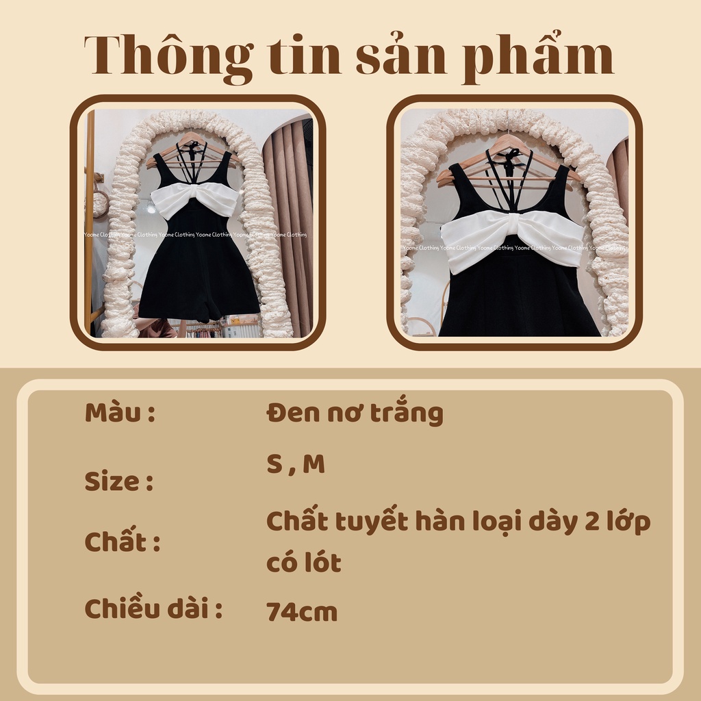 Jump nơ trắng thắt dây , jumpsuit đen nơ trắng thắt dây 2 lớp có lót chất tuyết mưa dày dặn k nhăn cho nữ Yoome clothing