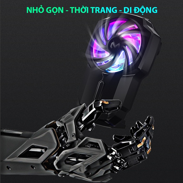 Quạt Tản Nhiệt Điện Thoại Gaming FL05 Làm Mát Bằng Quạt Gió - Led Đổi Màu -  Chính Hãng HD Design