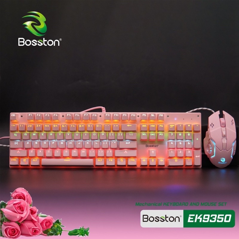Bộ phím chuột Cơ Bosston EK9350 màu hồng (PINK)