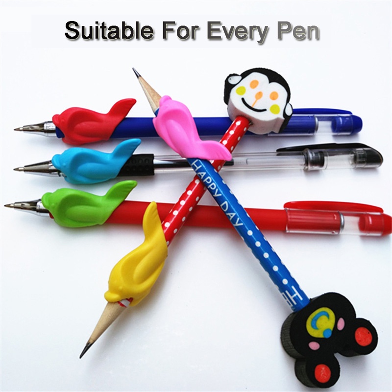 Set 10 Dụng Cụ Silicone Hỗ Trợ Điều Chỉnh Tư Thế Cầm Bút Cho Bé