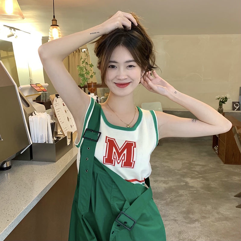 Áo Dệt Kim Không Tay In Chữ Thời Trang Mùa Hè Quyến Rũ Cho Nữ