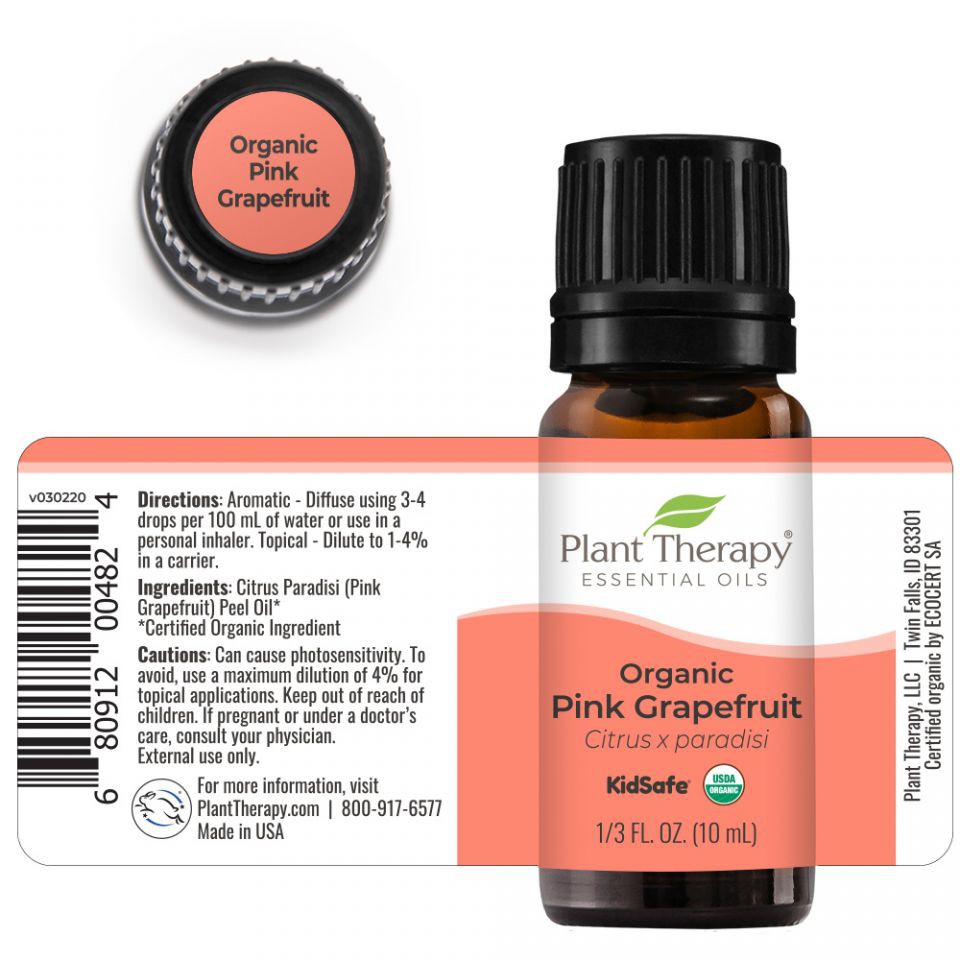 Plant Therapy - Tinh Dầu Vỏ Bưởi Hồng Hữu Cơ - Grapefruit Pink Organic KidSafe Essential Oil - 10mL