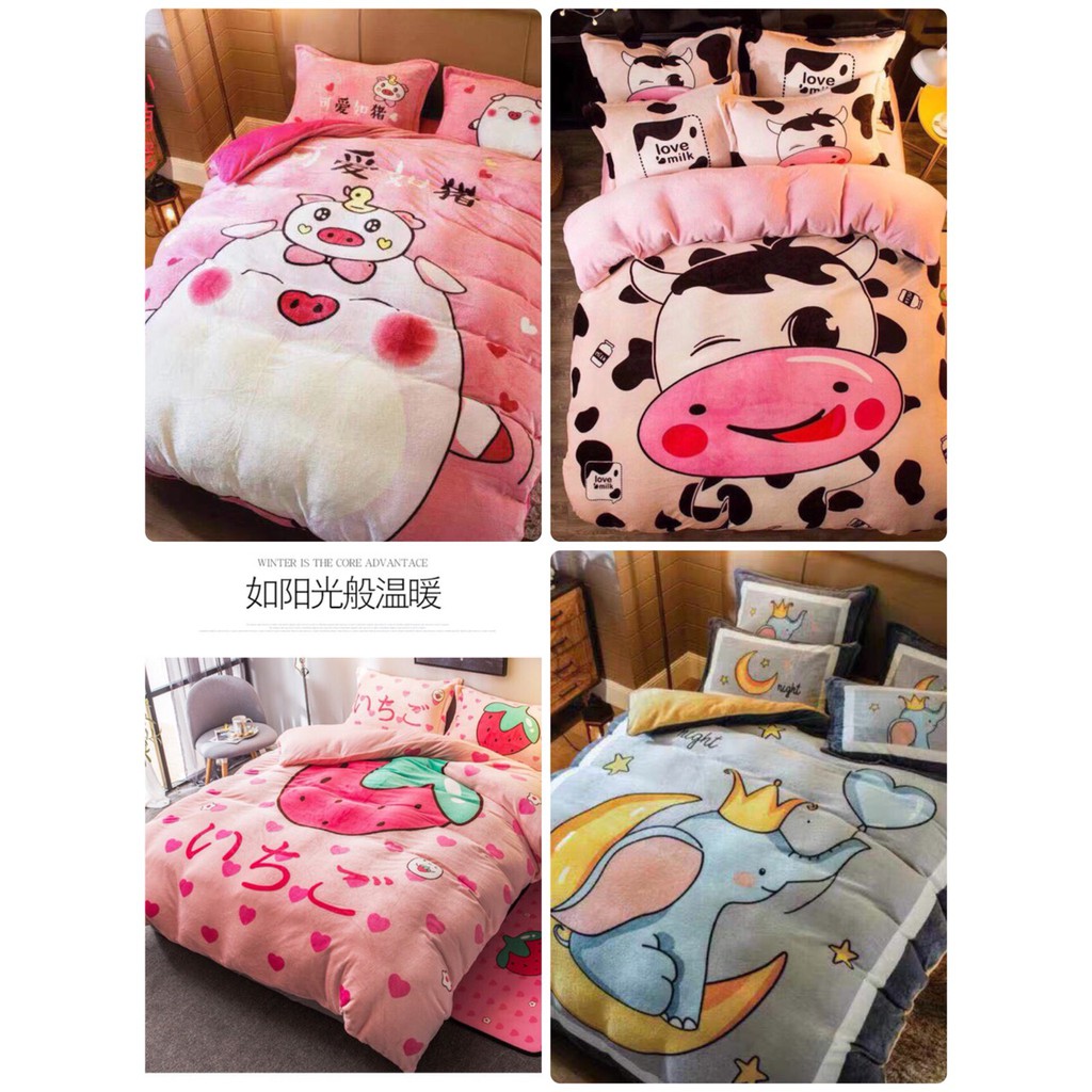 Thanh lý Bộ Chăn Ga Gối Nỉ Nhung 3D-bedding53