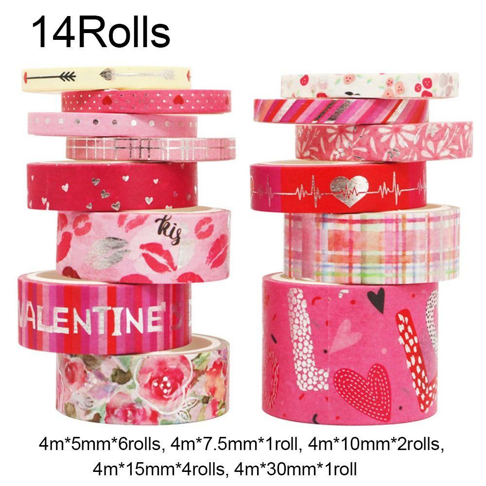 CHOOKEY Băng Keo Dán Trang Trí 14 Cuộn Cho Ngày Valentine