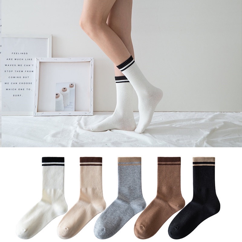 Vớ cổ cao viền thun cotton co giãn tốt phong cách Hàn Quốc dành cho nam và nữ
