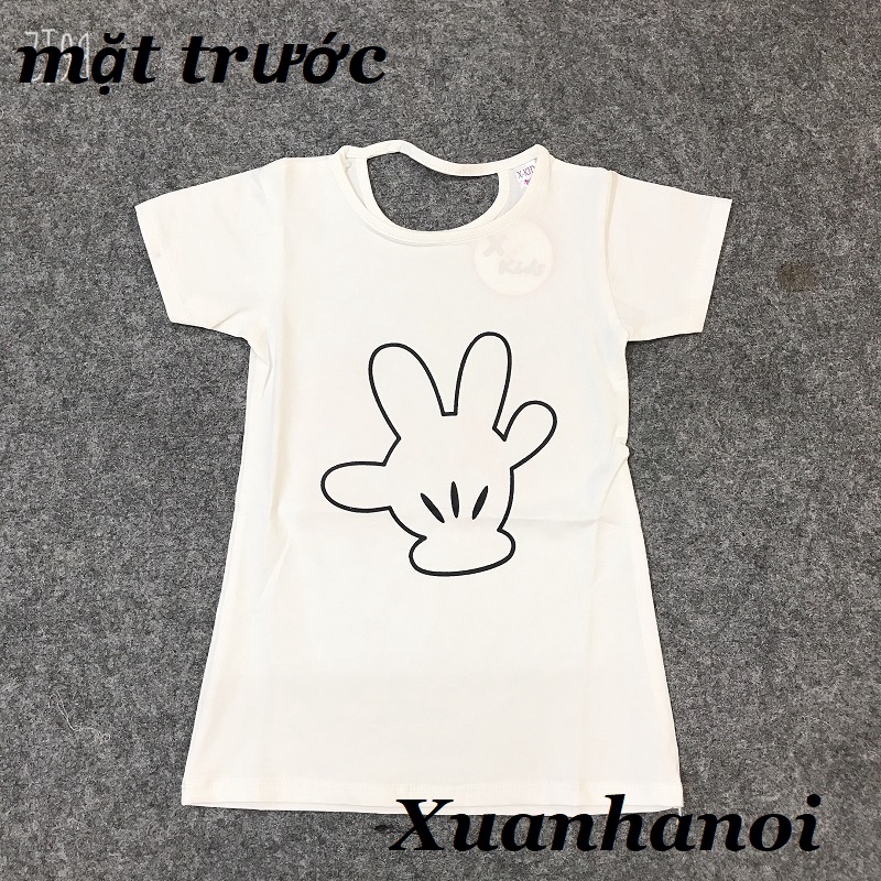 |FAMARAL1 giảm 10k cho đơn 50k|Váy bé gái cotton dáng xuông nơ Mickey XHN540