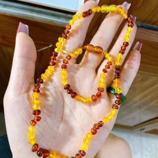 Bộ Vòng hổ phách nhà mẹ Linh dây cổ và tay cho bé