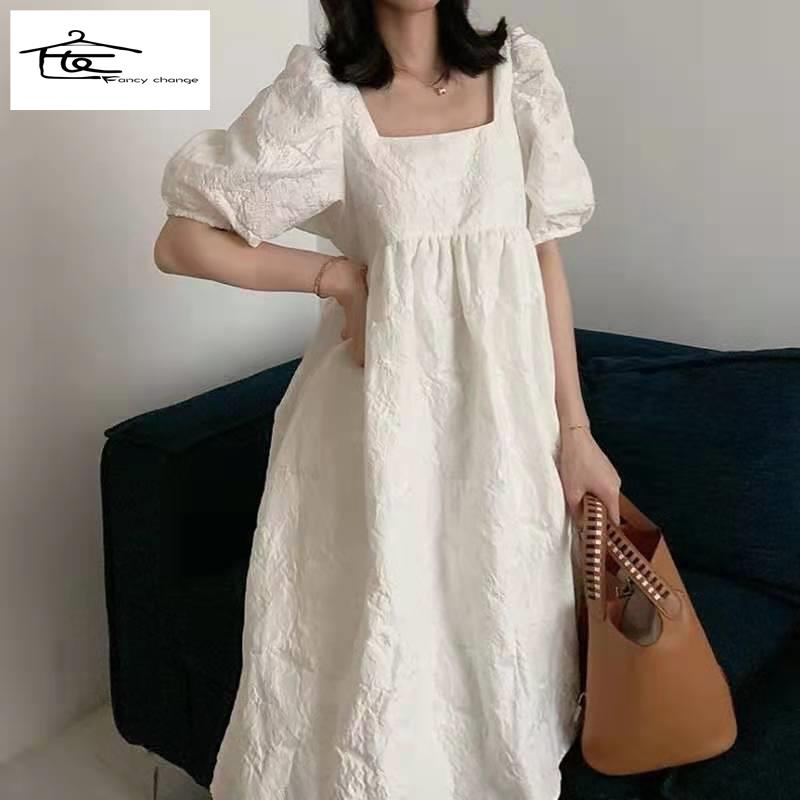 Đầm Tay Phồng Ngắn Dáng Rộng Thời Trang Mùa Hè Hàng Mới Dành Cho Nữ 2021