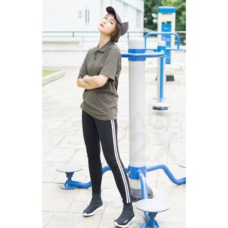 QUẦN LEGGING ĐEN 2 SỌC - AGE2X