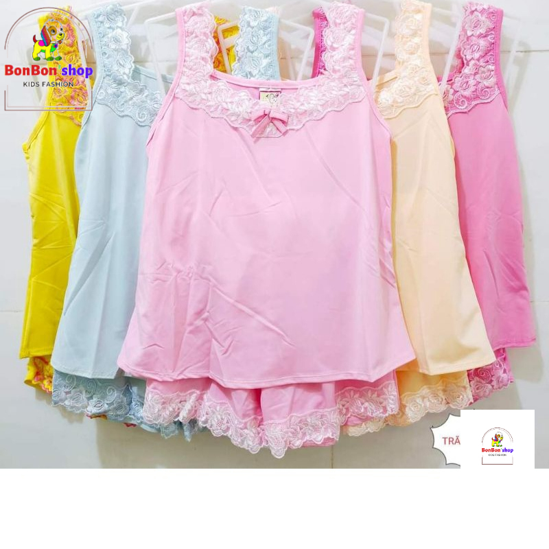 quần áo cho bé gái 3 tuổi, đồ bộ mặc nhà cho bé gái thun lạnh hai dây size 10-20kg
