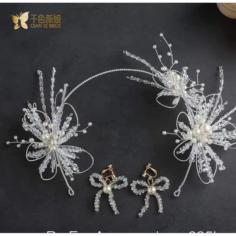 Bờm pha lê kèm bông tai Giá chỉ 150k