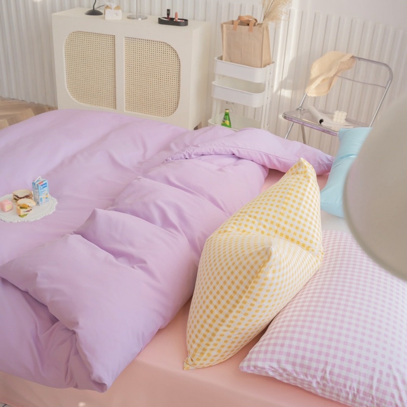 Bộ chăn ga gối Cotton TC caro mix MÂY BEDDING đủ màu đủ kích thước nệm 1m2 1m4 1m6 1m8 2m