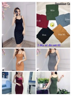 đầm 2 dây ôm body
