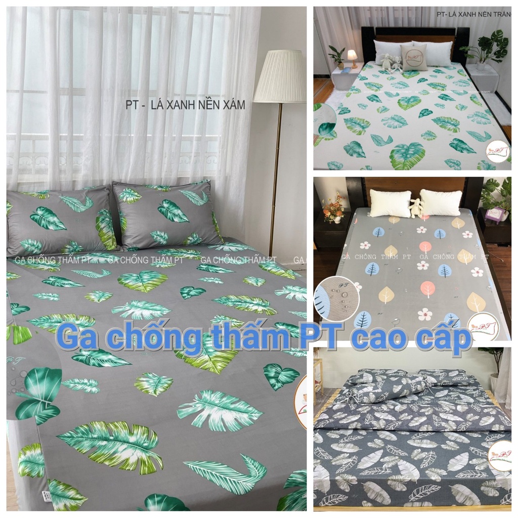 [Nệm &lt;=10cm , ĐỦ SIZE] Ga Chống Thấm Cotton Cao Cấp PT [BH 6 tháng-ĐỔI TRẢ FREE] chống thấm 100% không sột soạt mát mẻ