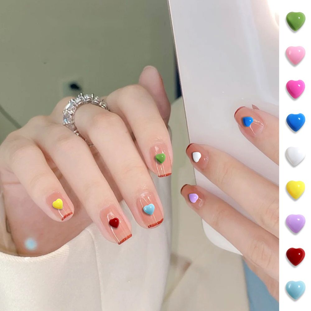 [Hàng mới về] Phụ kiện trang trí móng tay hình trái tim 3D nhiều màu thời trang Nhật Bản