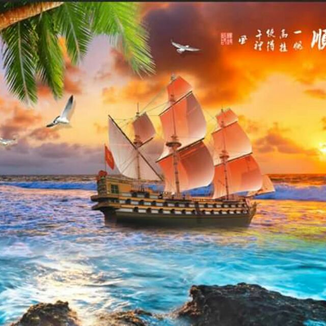 Tranh dán tường 3d thuận buồm xuôi gió