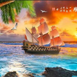Tranh dán tường 3d thuận buồm xuôi gió